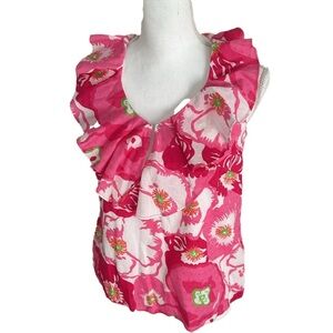 Lilly floral sleeveless ruffle top Sz SM